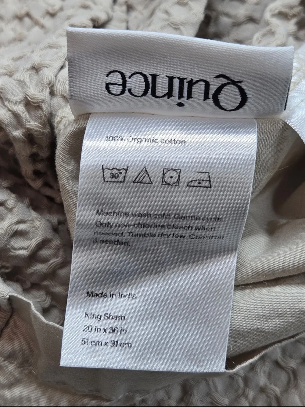 NWOT QUINCE Organic Luxe Honeycomb Duvet Cover Set King/Cal King Sand 0547